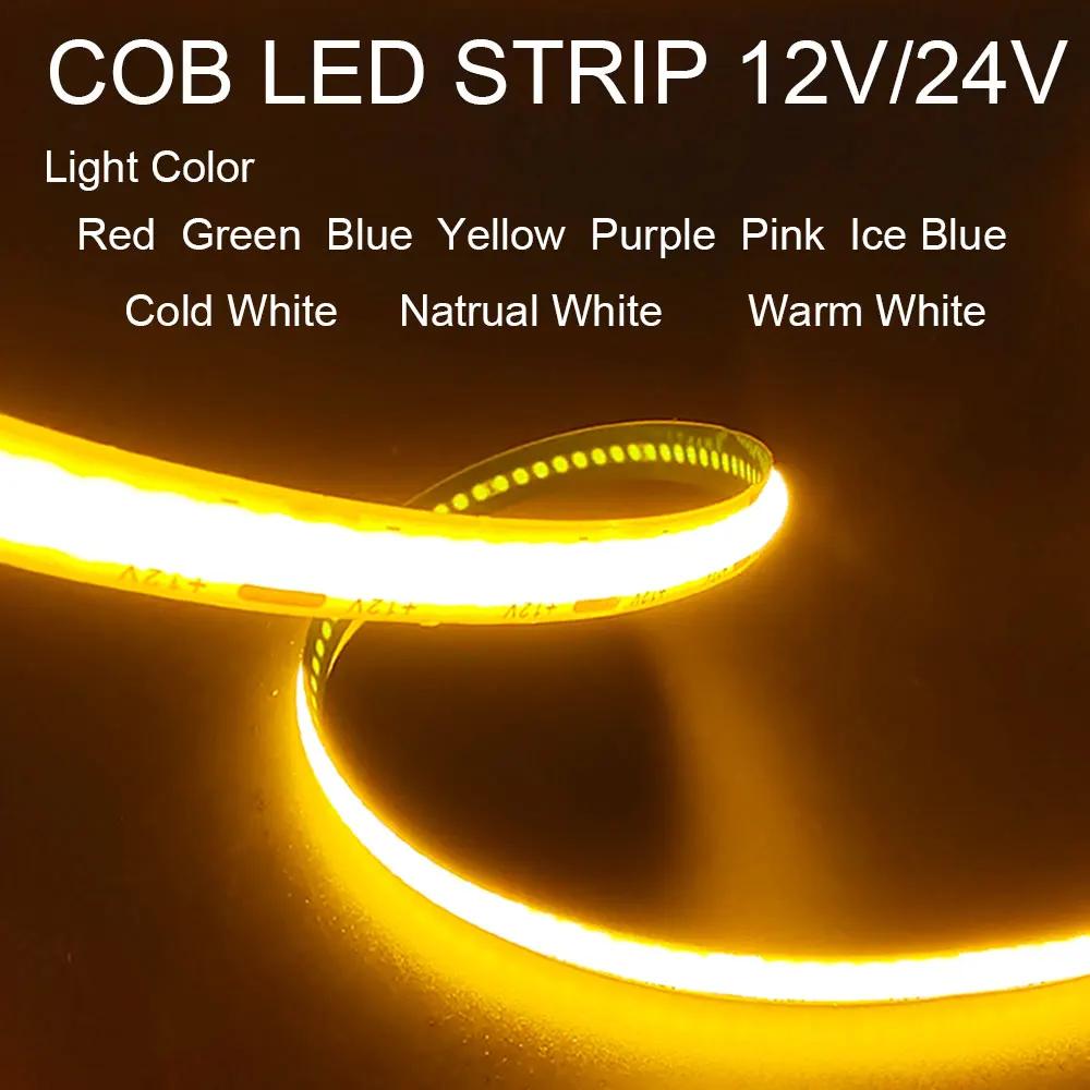 COB LED Ʈ   ũ  , е, ϰ  õ , , û, , 320LED/M, DC12V, 24V
